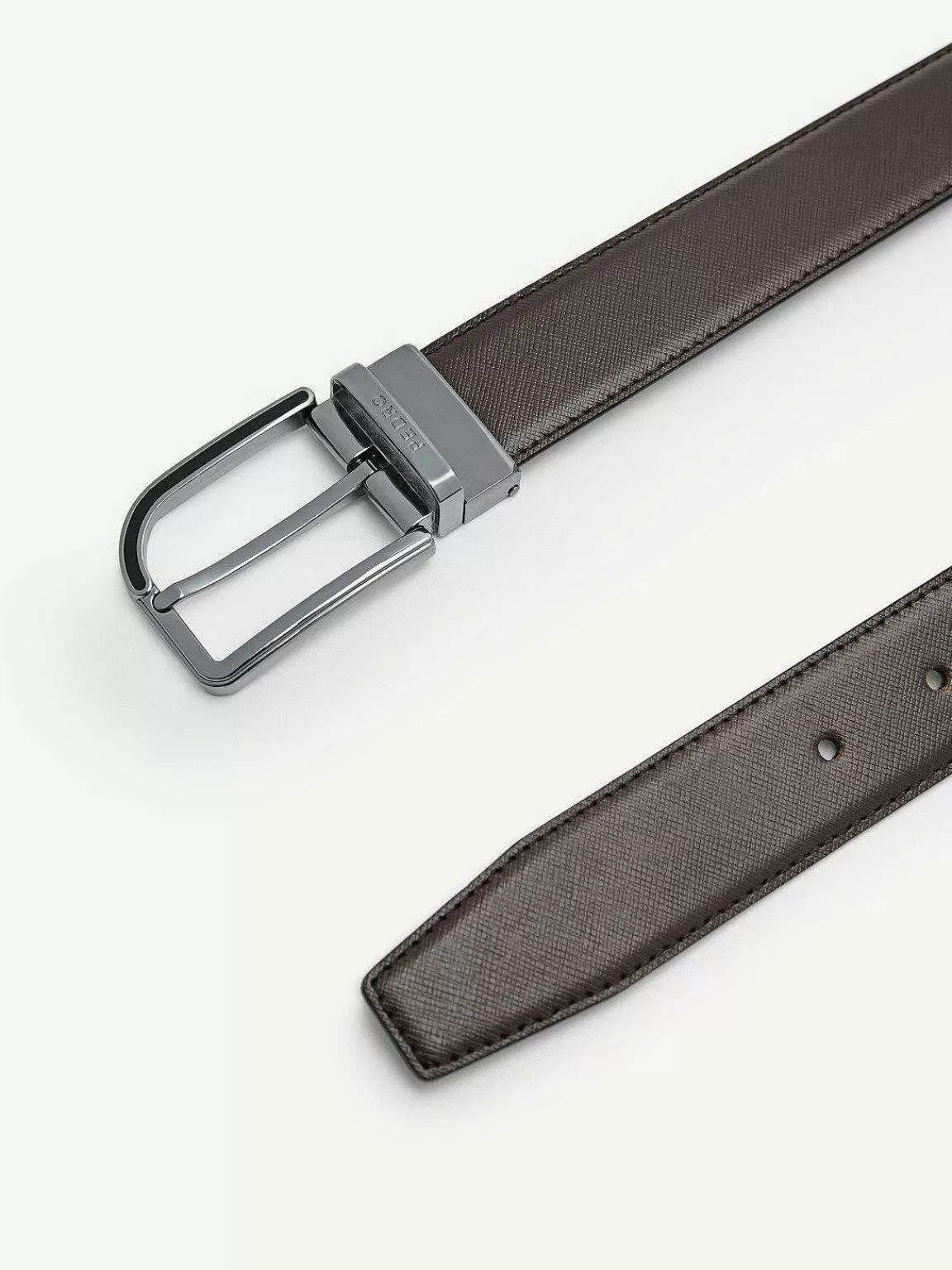 PEDRO Belts<Embossed Leather Reversible Pin Belt