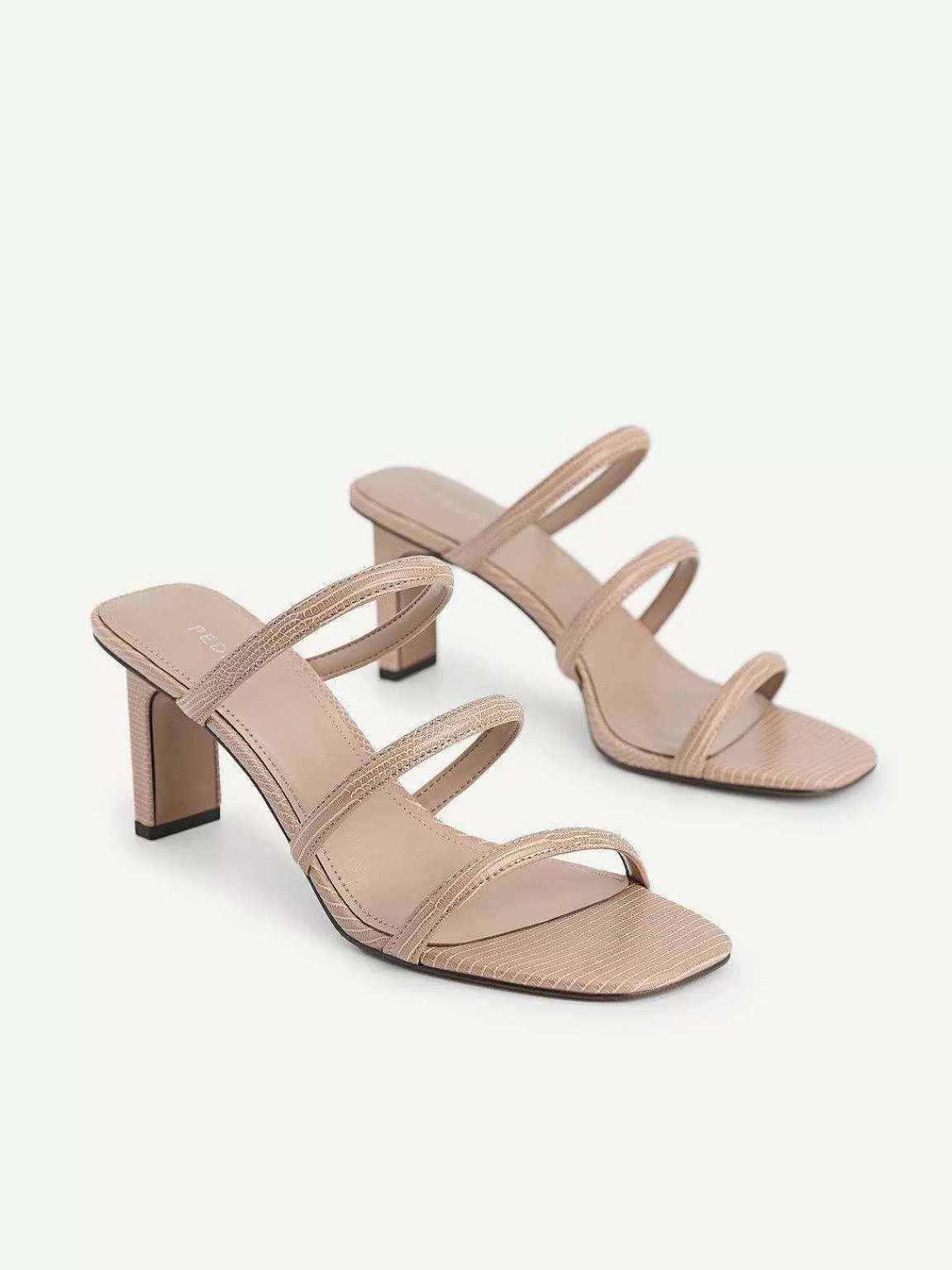 PEDRO Heel Sandals<Strappy Heel Lizard-Effect Sandals